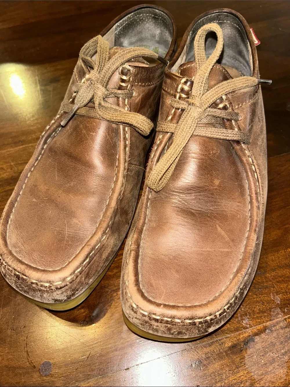 Clark’s wallabees Men's Brown Leather Casual Lace-Up Shoes Sz 11